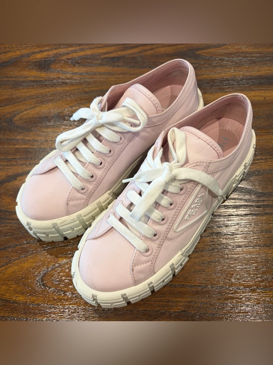 Prada Shoes - Prada Double Wheel Light Pink Nylon Chunky Platform Sneakers, Size 38.5